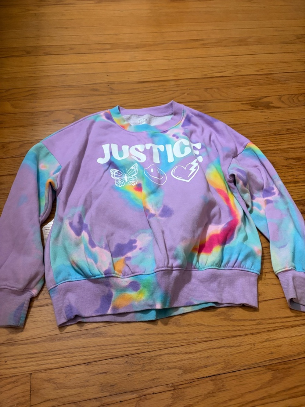 Justice Lavender Tie-Dye Graphic Sweatshirt